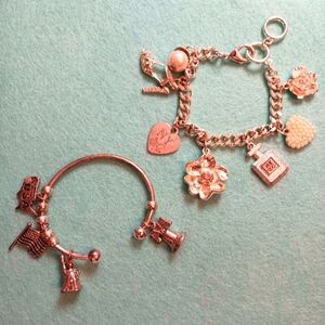 USA + NYC Charm Bracelets! Silvertone Unique, Wearable, Needs A Little Polish
